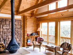 Mountain-View Log Cabin with Wraparound Deck